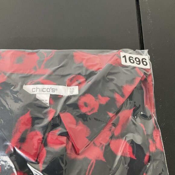 Chico's Top Women XL (3/5) Dark Floral Long Sleeve Button‎ Up Boho Career - Picture 14 of 14